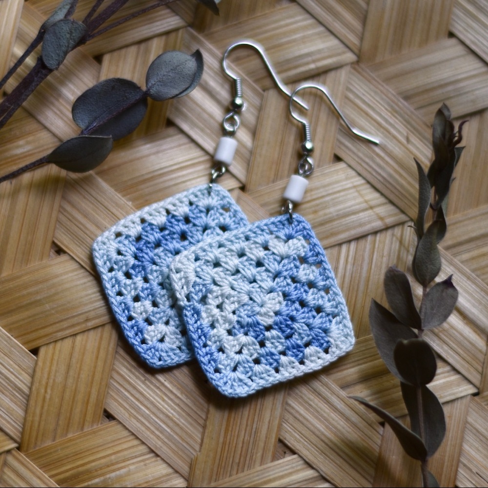 Blue & White Boho Earrings